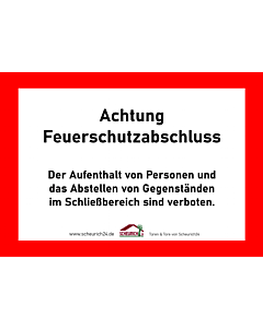 Aufkleber Achtung Feuerschutzabschluss