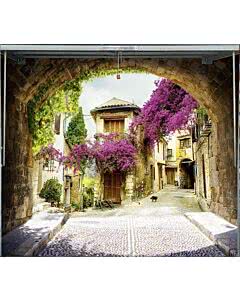 Garagentorplane Mediterraner Hinterhof