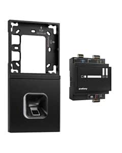 ekey xLine Fingerprintset Unterputzmontage, Loxone Montagerahmen 2-fach Anthrazit