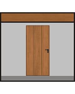 Hörmann Garagen-Nebentüre Motiv 984, Golden Oak, Eckzarge, ansichtsgleich zu Hörmann Schwingtoren aus Stahl