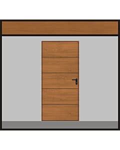Hörmann Garagen-Nebentüre Motiv 985, Golden Oak, Eckzarge, ansichtsgleich zu Hörmann Schwingtoren aus Stahl