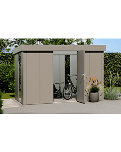 Hörmann Gerätehaus Juno Modell Design (L-Sicke) mit Flachdach