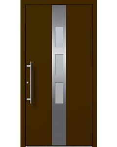 VSG / Float vollflächig sandgestrahlt, Edelstahl-Stangengriff. Tür RAL 8028, (diese oder Ihre Wunschfarben gegen Aufpreis). Ausführung flügelüberdeckend (Aufpreis).