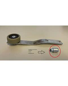 Obere Führungsrolle für Rundum Meir Tor, Ø 50 mm, vorgerichtet für Bügel, mit Schraube Mutter und Distanzbuchse 16 mm