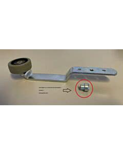 Obere Führungsrolle für Rundum Meir Tor, Ø 50 mm, vorgerichtet für Bügel, mit Schraube Mutter und Distanzbuchse 8 mm