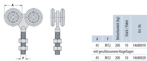 Tousek Rollenapparat R45-4, vierrädrig, verzinkt Aufbau